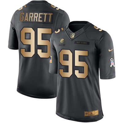 Nike Browns #95 Myles Garrett Black Youth Stitched NFL Limited Gold Salute to Service Jersey Nike Browns #95 Myles Garrett Black Youth Stitched NFL Limited Gold Salute to Service Jersey
