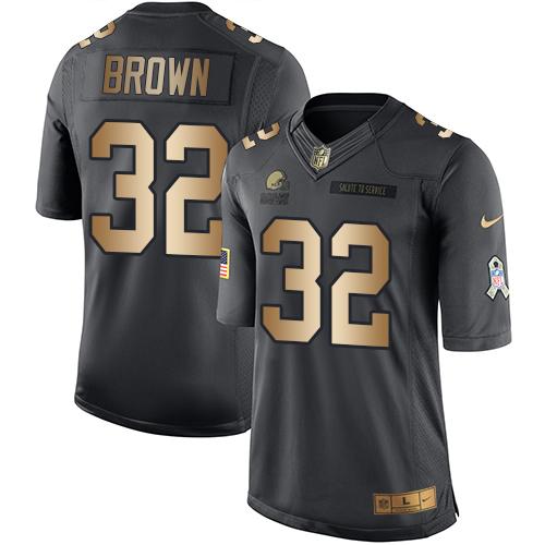 Nike Browns #32 Jim Brown Black Youth Stitched NFL Limited Gold Salute to Service Jersey Nike Browns #32 Jim Brown Black Youth Stitched NFL Limited Gold Salute to Service Jersey