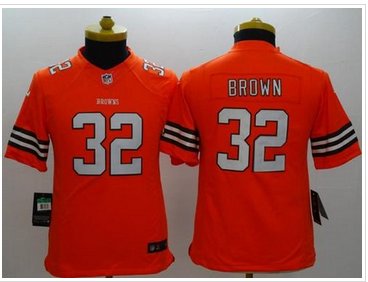Youth NEW Browns #32 Jim Brown Orange Alternate NFL Limited Jersey