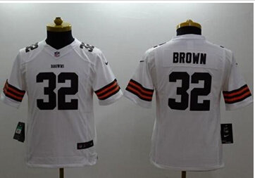 Youth NEW Browns #32 Jim Brown White NFL Limited Jersey