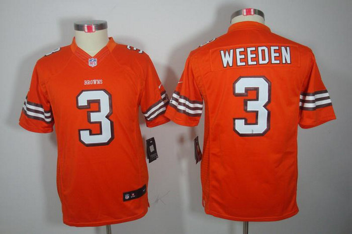 Youth NEW NFL Cleveland Browns 3 Brandon Weeden Orange Jerseys Youth NEW NFL Cleveland Browns 3 Brandon Weeden Orange Jerseys