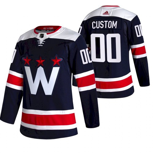 Men's Washington Capitals #00 Custom 2021 Third Navy Jersey