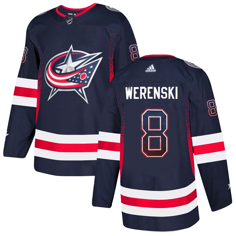 Blue Jackets 8 Zach Werenski Navy Drift Fashion Adidas Jersey