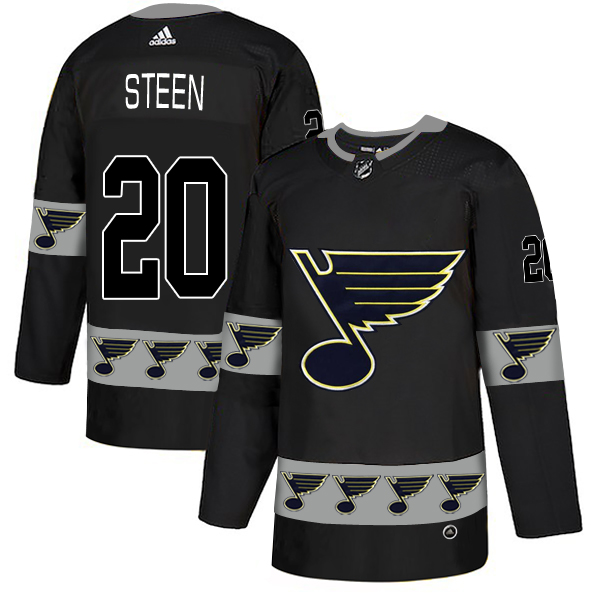 Blues 20 Alexander Steen Black Team Logos Fashion Adidas Jersey