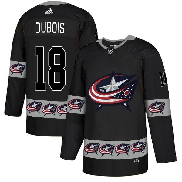 Blue Jackets 18 Pierre-Luc Dubois Black Team Logos Fashion Adidas Jersey