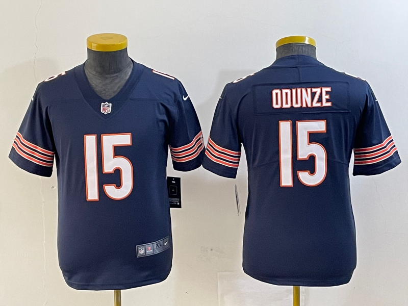 Youth Chicago Bears #15 Rome Odunze Navy 2024 Draft Vapor Stitched Jersey(Run Small)1 Youth Chicago Bears #15 Rome Odunze Navy 2024 Draft Vapor Stitched Jersey(Run Small)1