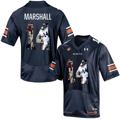 Auburn Tigers 14 Nick Marshall Navy With Portrait Print College Football Jersey2 Auburn Tigers 14 Nick Marshall Navy With Portrait Print College Football Jersey2