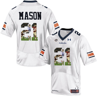 Auburn Tigers 21 Tre Mason White With Portrait Print College Football Jersey2 Auburn Tigers 21 Tre Mason White With Portrait Print College Football Jersey2