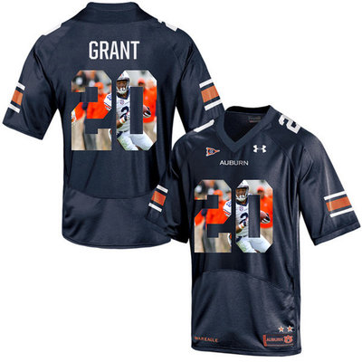 Auburn Tigers 20 Corey Grant Navy With Portrait Print College Football Jersey