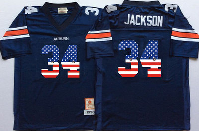 Auburn Tigers 34 Bo Jackson Navy USA Flag College Jersey Auburn Tigers 34 Bo Jackson Navy USA Flag College Jersey