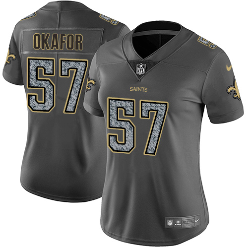 Nike Saints #57 Alex Okafor Gray Static Women's NFL Vapor Untouchable Game Jersey