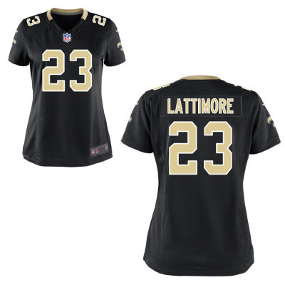 Women's New Orleans Saints #23 Marshon Lattimore Nike Black Team Color Game Jersey