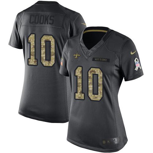 Nike Saints #20 Marshon Lattimore Black Women's Stitched NFL Limited Gold Salute to Service Jersey