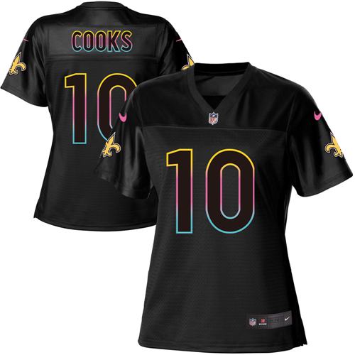 Nike Saints #10 Brandin Cooks Black Women's NFL Fashion Game Jersey
