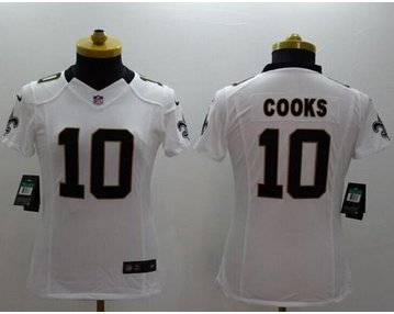 Women's NEW Saints #10 Brandin Cooks White NFL Limited Jersey