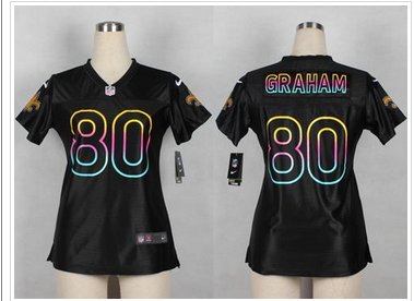 Women's Nike Saints #80 Jimmy Graham Black NFL Fashion Game Jersey