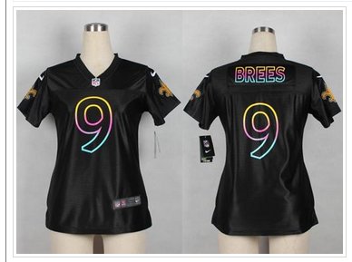 Women's NEW Saints #9 Drew Brees Black NFL Fashion Game Jersey