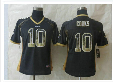 Women New New Orleans Saints #10 Brandin Cooks Drift Fashion Black Elite Jerseys