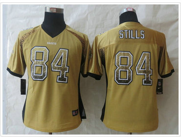 Women New Orleans Saints #84 Kenny Stills Drift Fashion Gold Elite Jersey