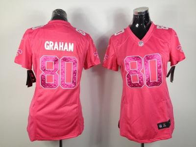NEW Women New Orleans Saints #80 Jimmy Graham Pink Jerseys