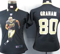 Women Nike New Orleans Saints 80 Graham Black Portrait Fashion Game Jerseys
