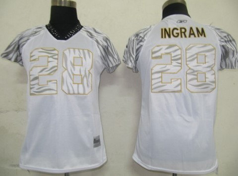 New Orleans Saints 28 Ingram White Women Zebra Field Flirt Fashion Jerseys