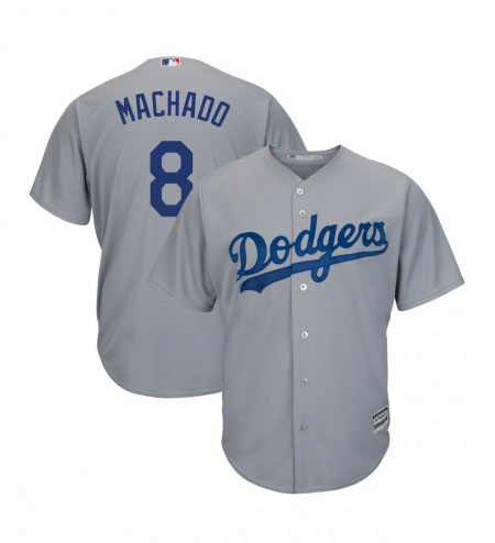Dodgers #8 Machado Grey Cool base Authentic CustomizedStitched MLB Jersey