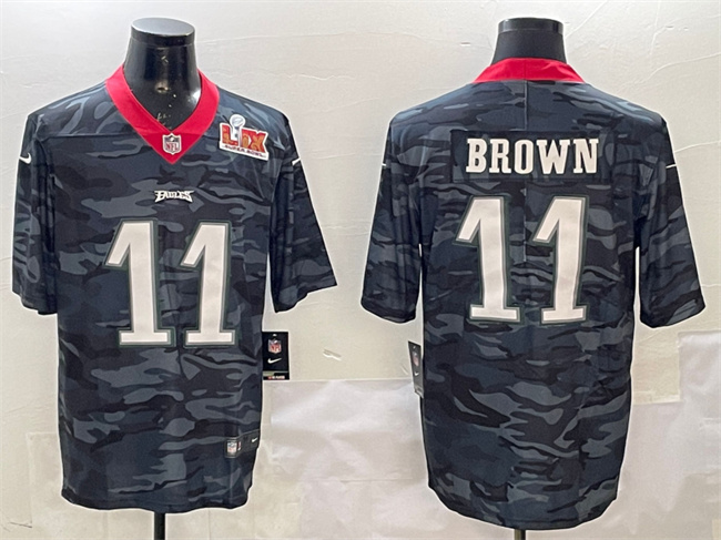 Men's Philadelphia Eagles #11 A. J. Brown Black 2025 Super Bowl LIX Patch Camo Vapor Untouchable Limited Stitched Football Jersey Men's Philadelphia Eagles #11 A. J. Brown Black 2025 Super Bowl LIX Patch Camo Vapor Untouchable Limited Stitched Football Jersey