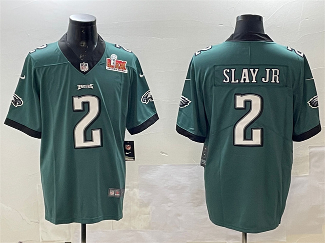 Men's Philadelphia Eagles #2 Darius Slay Jr. Green 2025 Super Bowl LIX Patch Vapor Untouchable Limited Stitched Football Jersey Men's Philadelphia Eagles #2 Darius Slay Jr. Green 2025 Super Bowl LIX Patch Vapor Untouchable Limited Stitched Football Jersey