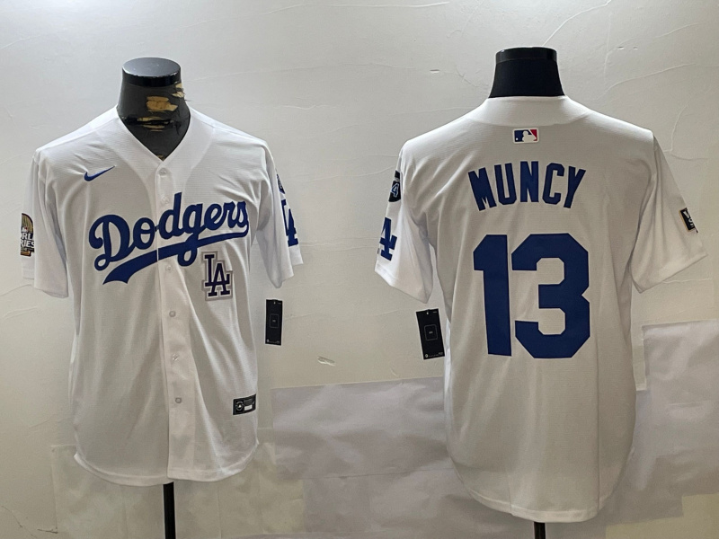 Men's Los Angeles Dodgers #13 Max Muncy White 2024 World Series With Fernando Memorial Patch Home Limited Stitched Baseball Jersey 5 Men's Los Angeles Dodgers #13 Max Muncy White 2024 World Series With Fernando Memorial Patch Home Limited Stitched Baseball Jersey 5
