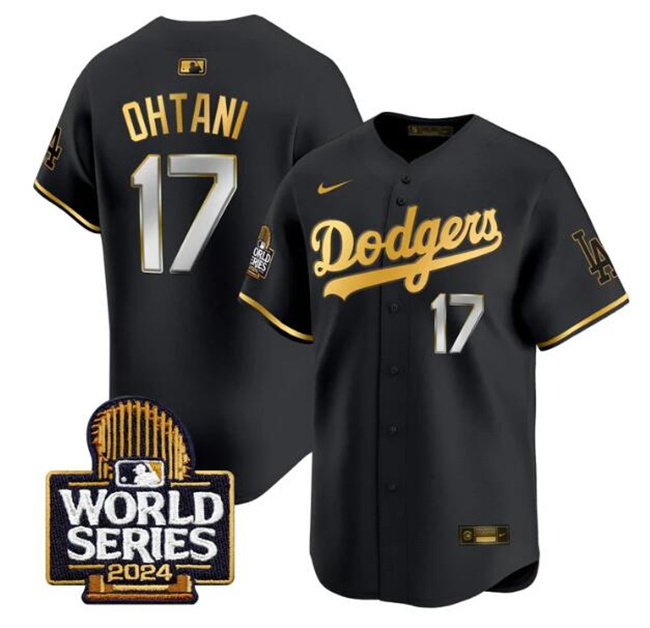 Men's Los Angeles Dodgers #17 Shohei Ohtani Black Gold 2024 World Series Limited Stitched Baseball Jersey Men's Los Angeles Dodgers #17 Shohei Ohtani Black Gold 2024 World Series Limited Stitched Baseball Jersey