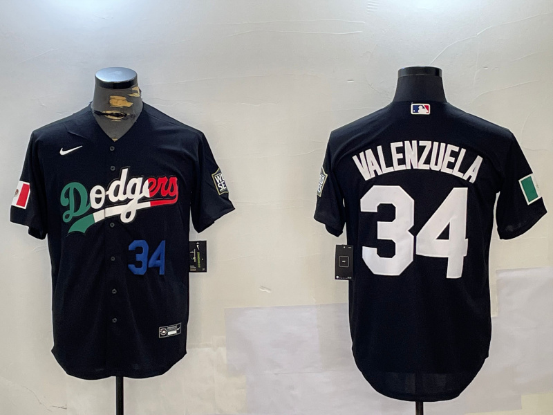 Men's Los Angeles Dodgers #34 Toro Valenzuela Black Mexico 2024 World Series With No. 34 Patch Cool Base Stitched Baseball Jersey 5 Men's Los Angeles Dodgers #34 Toro Valenzuela Black Mexico 2024 World Series With No. 34 Patch Cool Base Stitched Baseball Jersey 5