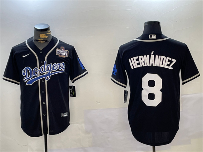 Men's Los Angeles Dodgers #8 Enrique Hernández Black 2024 World Series Cool Base Stitched Baseball Jersey Men's Los Angeles Dodgers #8 Enrique Hernández Black 2024 World Series Cool Base Stitched Baseball Jersey