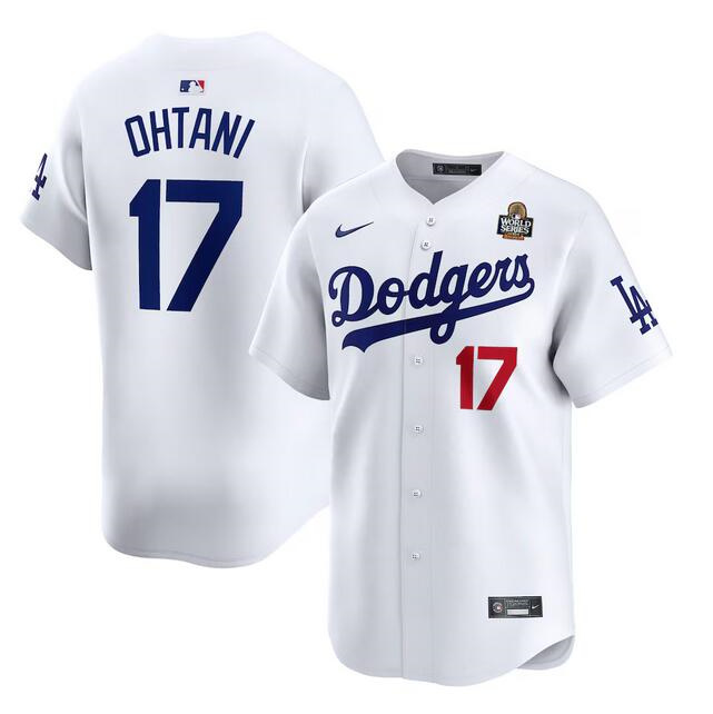 Men's Los Angeles Dodgers #17 Shohei Ohtani White 2024 World Series Home Limited Stitched Baseball Jersey Men's Los Angeles Dodgers #17 Shohei Ohtani White 2024 World Series Home Limited Stitched Baseball Jersey