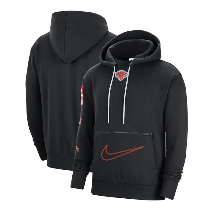 Men's New York Knicks Black 2022 23 City Edition Courtside Heavyweight Fleece Pullover Hoodie