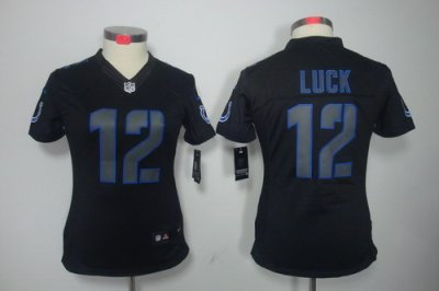 Women NEW Indianapolis Colts #12 Andrew Luck Black Jerseys(Impact Limited)