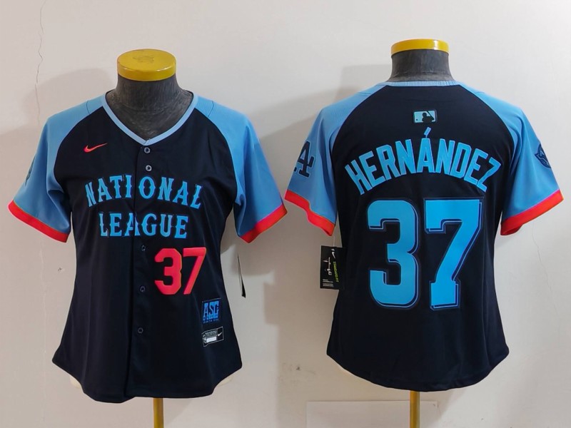 Women's National League #37 Teoscar Hernandez Navy 2024 All-Star Limited Stitched Baseball Jersey 3