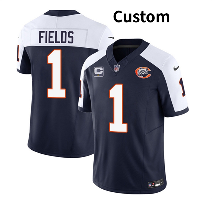 Custom Men's Chicago Bears Navy White 2023 F.U.S.E. Throwback Limited Stitched Football Jersey_副本