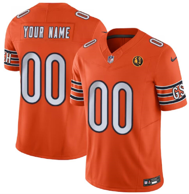 Men's Chicago Bears Active Player Custom Orange 2023 F.U.S.E. With John Madden Patch Vapor Limited Stitched Football Jersey Men's Chicago Bears Active Player Custom Orange 2023 F.U.S.E. With John Madden Patch Vapor Limited Stitched Football Jersey