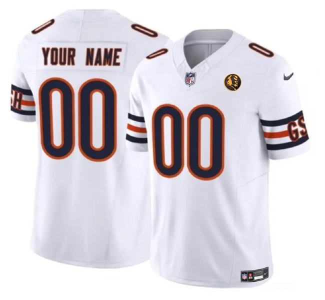 Men's Chicago Bears Active Player Custom White 2023 F.U.S.E. With John Madden Patch Vapor Limited Stitched Football Jersey Men's Chicago Bears Active Player Custom White 2023 F.U.S.E. With John Madden Patch Vapor Limited Stitched Football Jersey