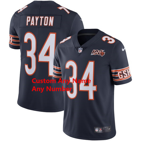 Custom Men's Chicago Bears Navy 100th Patch Vapor Limited Jersey Custom Men's Chicago Bears Navy 100th Patch Vapor Limited Jersey