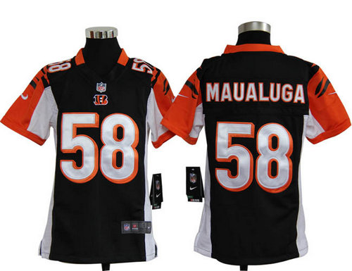 Youth Nike NFL Cincinnati Bengals 58 Rey Maualuga Black Jerseys