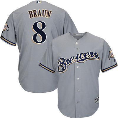 Brewers #8 Ryan Braun Grey Cool Base Stitched Youth MLB Jersey