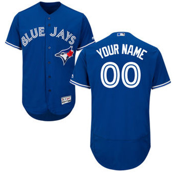Men's Toronto Blue Jays Majestic Home White Flex Base Authentic Collection Blue Custom Jersey Men's Toronto Blue Jays Majestic Home White Flex Base Authentic Collection Blue Custom Jersey