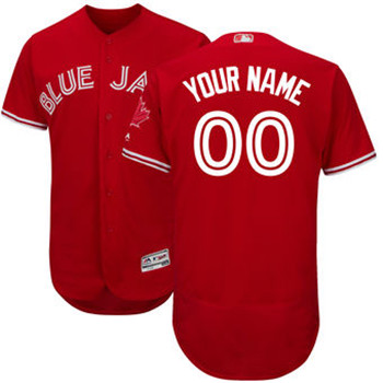 Men's Toronto Blue Jays Majestic Home White Flex Base Authentic Collection Red Custom Jersey Men's Toronto Blue Jays Majestic Home White Flex Base Authentic Collection Red Custom Jersey