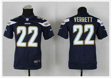 Youth NFL San Diego Chargers #22 Jason Verrett Navy Blue Team Color Jersey