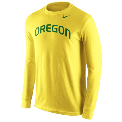 Oregon Ducks Wordmark Long Sleeves T-Shirt Yellow