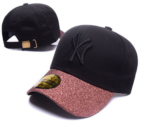 Yankees Team Logo Black Peaked Adjustable Hat SG