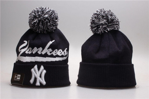 MLB New York Yankees Team Logo Black Knit Hat A03