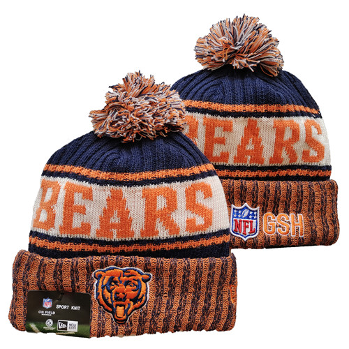Bears Team Logo Navy Orange Pom Cuffed Knit Hat YD Bears Team Logo Navy Orange Pom Cuffed Knit Hat YD